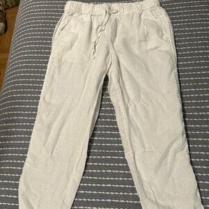 Caslon 100% Linen Drawstring Pants – White – Size S